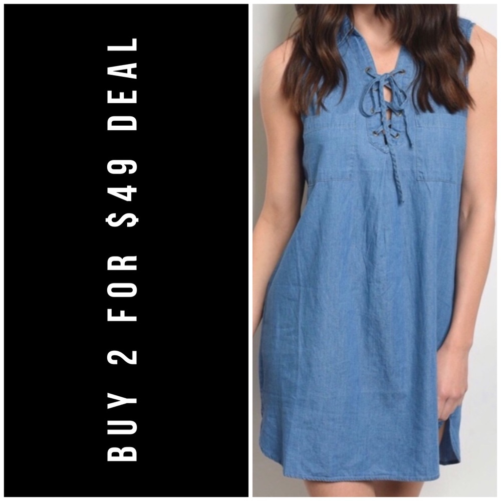 LACE UP JEANS DRESS